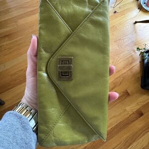 HOBO Olive Green Leather Envelope Clutch